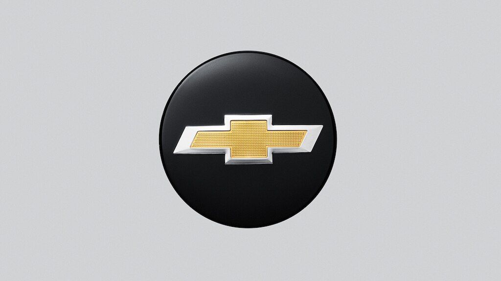 Centro de rin negro con emblema Chevrolet en dorado para tu camioneta, Silverado Turbo 2025