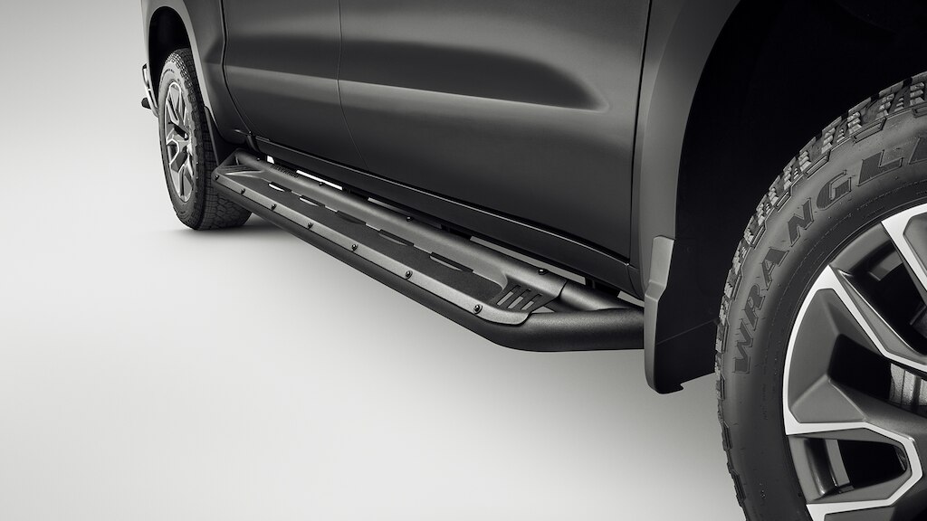 Estribos deportivos negros para Chevrolet Silverado Turbo 2025, camioneta de trabajo