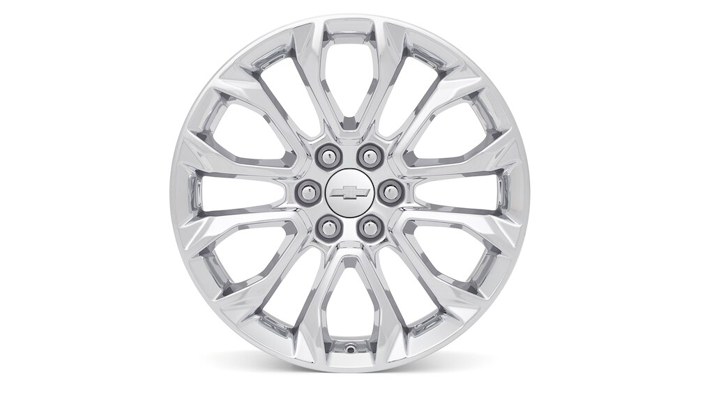 Rin en aluminio de 22 pulgadas cromado de 6 brazos diseño 1 para tu camioneta Chevrolet Silverado Turbo 2025